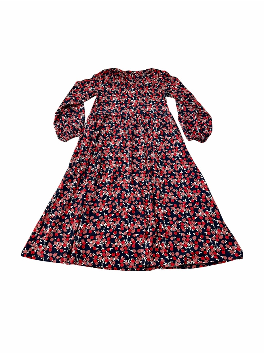 BODEN Willow Dark Floral‎ Midi Dress Size 8 Long Sleeve V-Neck Pullover Fall - Picture 7 of 16